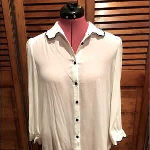 Forever 21 blouse, size large, off white with black trim